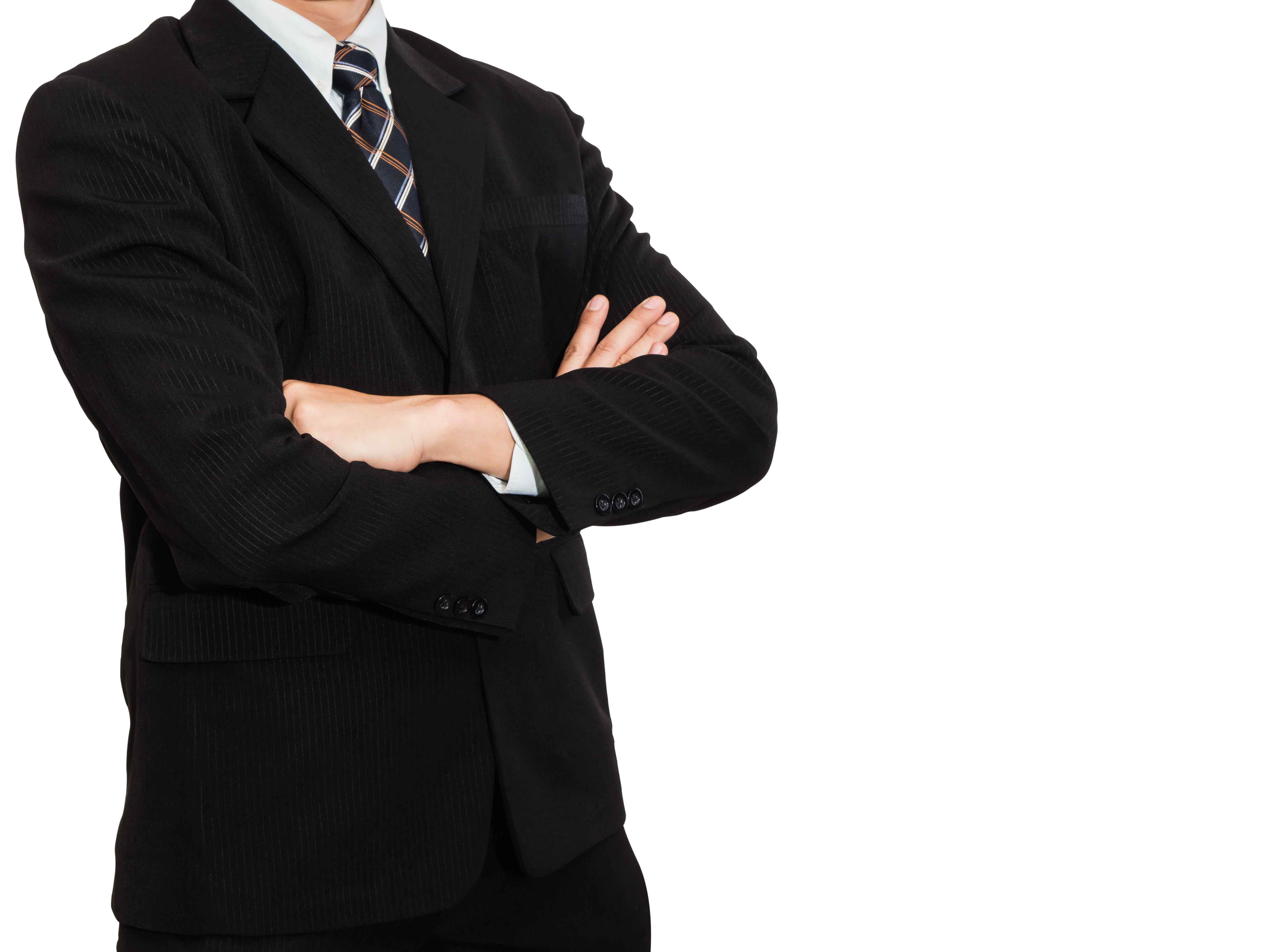 One business man wear black suit stand on isolated/white background  5 întrebări pe care sa nu le adresezi cumpărătorilor tai 5                                                         1